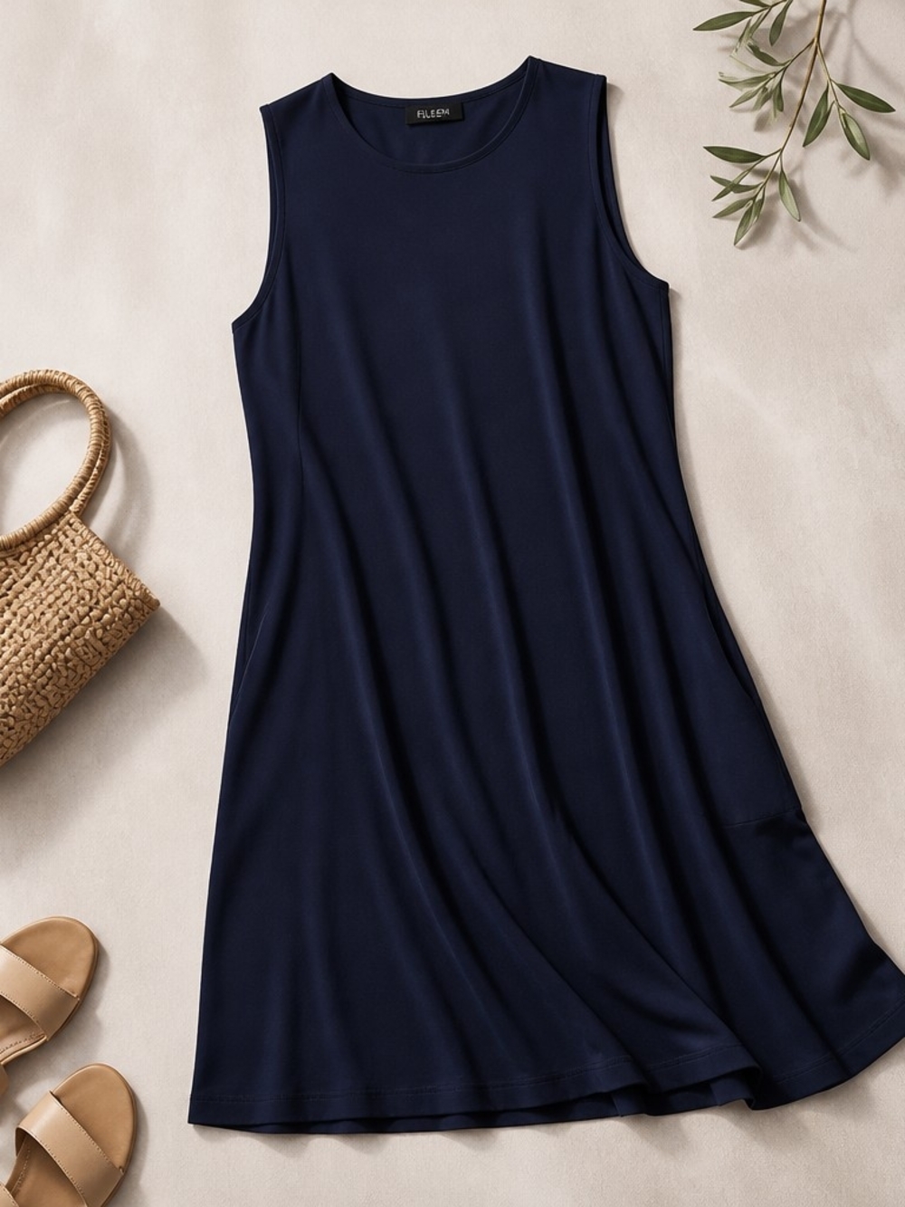 Time and Tru Navy Sleeveless A-Line Pocket Dress - Picture 1 of 4